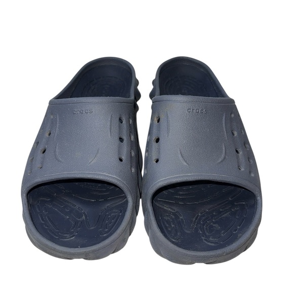 CROCS Echo Slide Mens 7/Women 9 Slip On Gray Blue Comfort Slide Cushioned - Picture 2 of 8